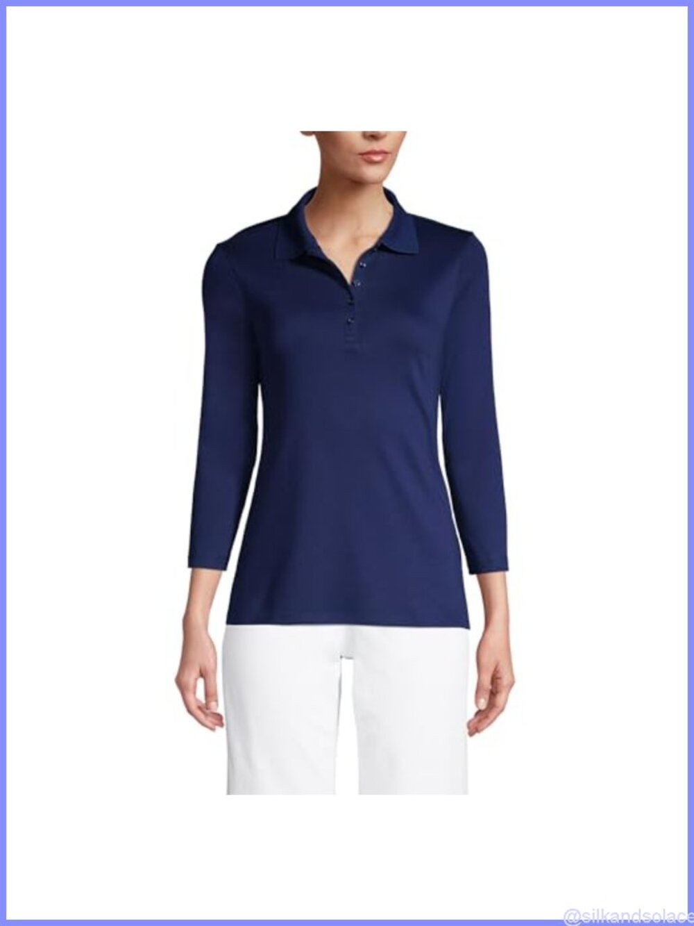Supima Cotton 3/4 Sleeve Polo Shirt Slim Fit Casual Work